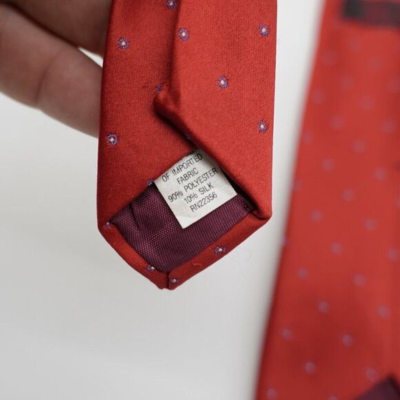 John Weitz Signature‎ Red Woven Silk Blend Tie Short - Picture 4 of 6